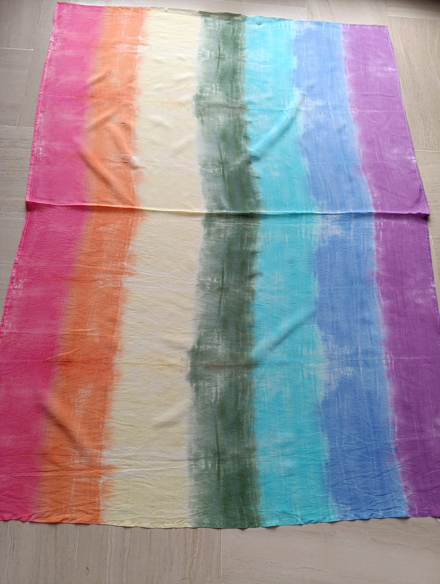 Playsilk 1601-02 , Hand dyed rainbow colors blend silk cotton