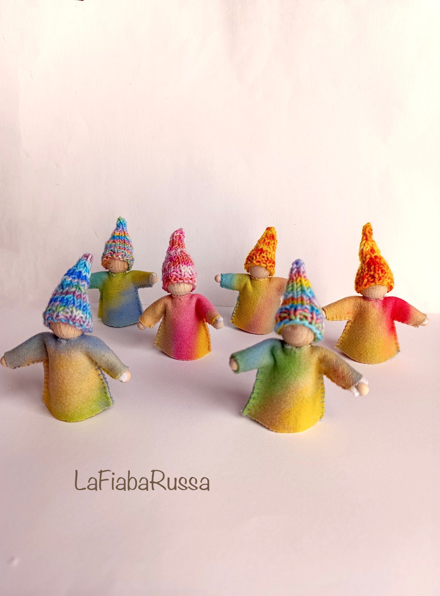 Rainbow gnome knitted hat