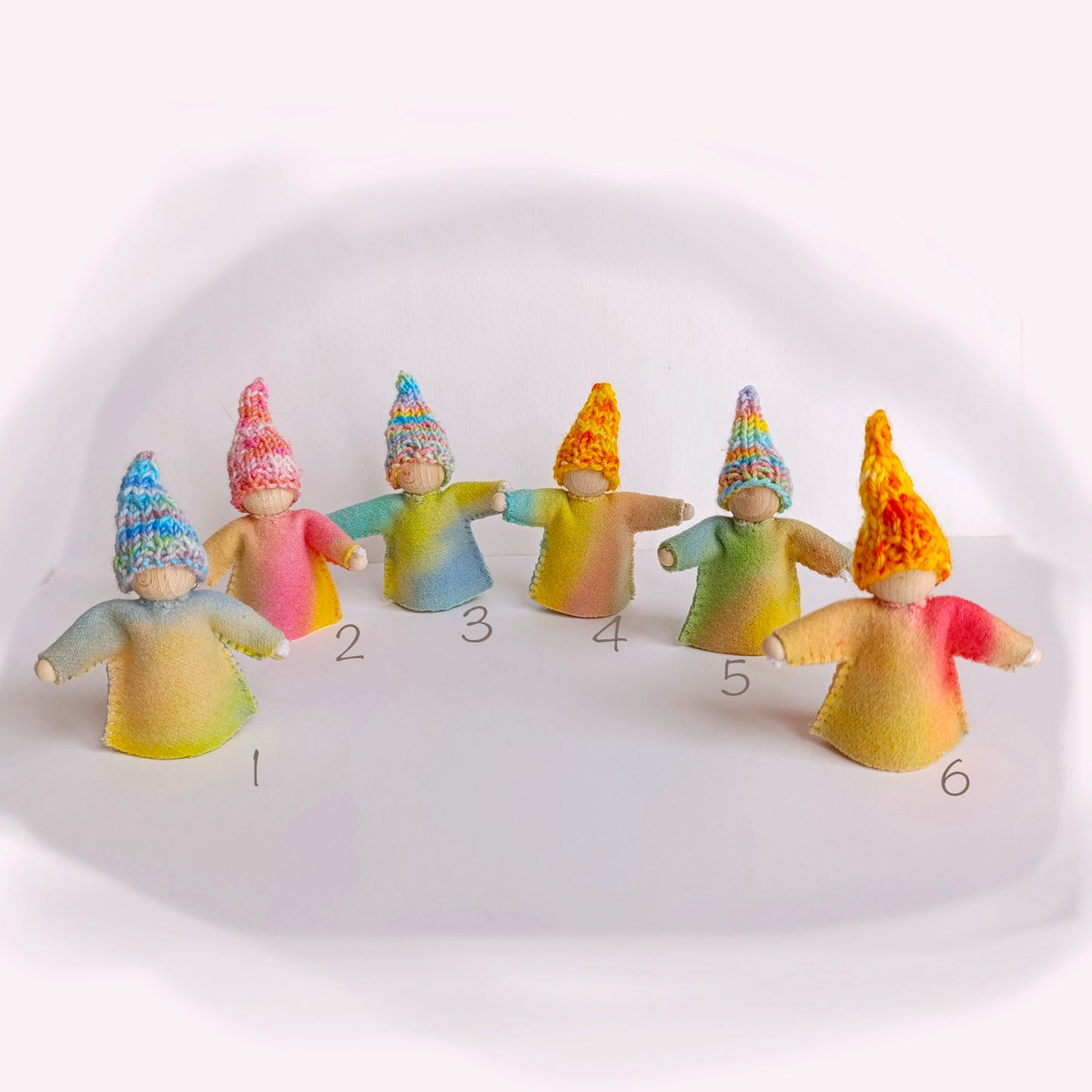 Rainbow gnome knitted hat