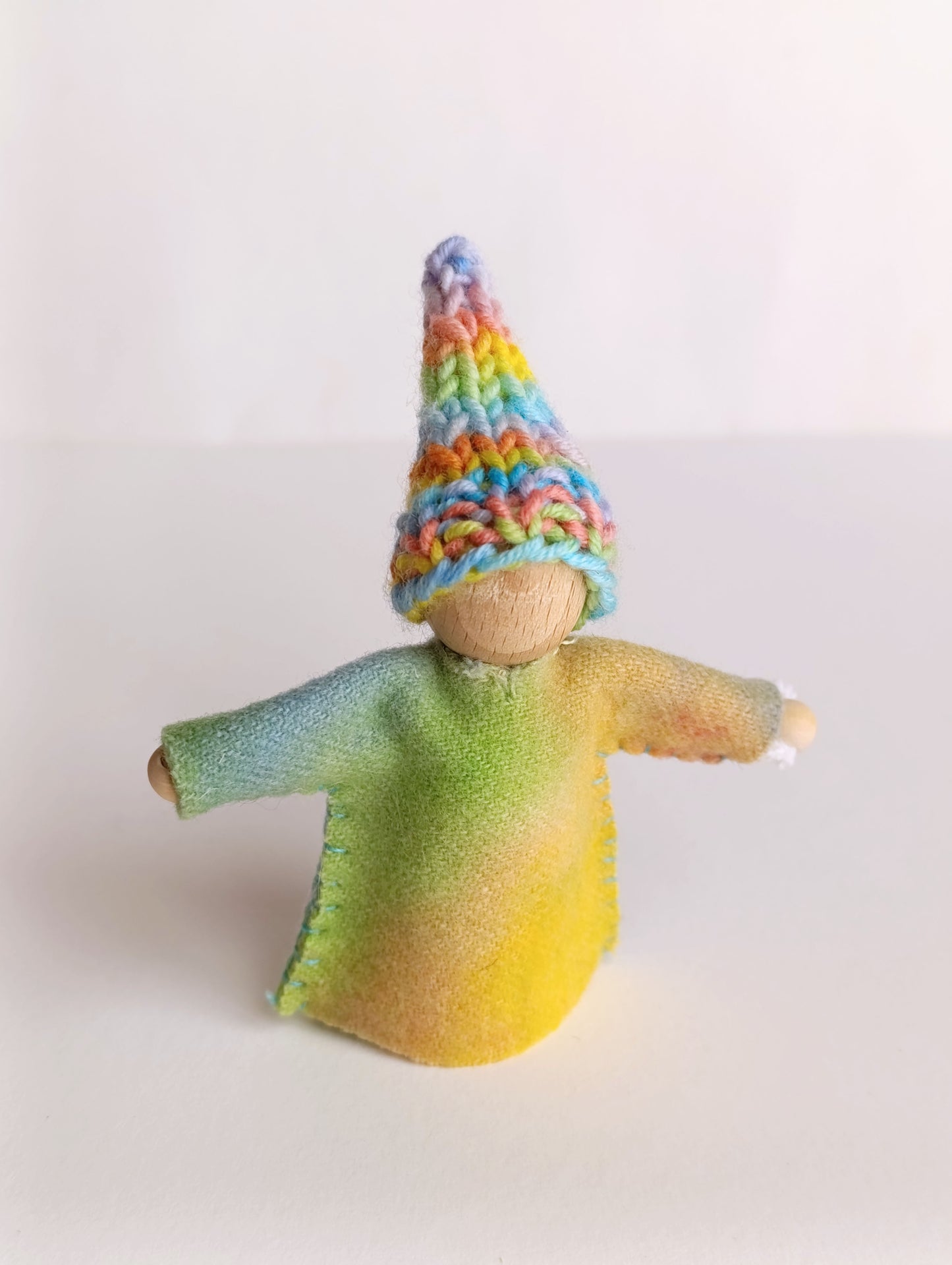 Rainbow gnome knitted hat