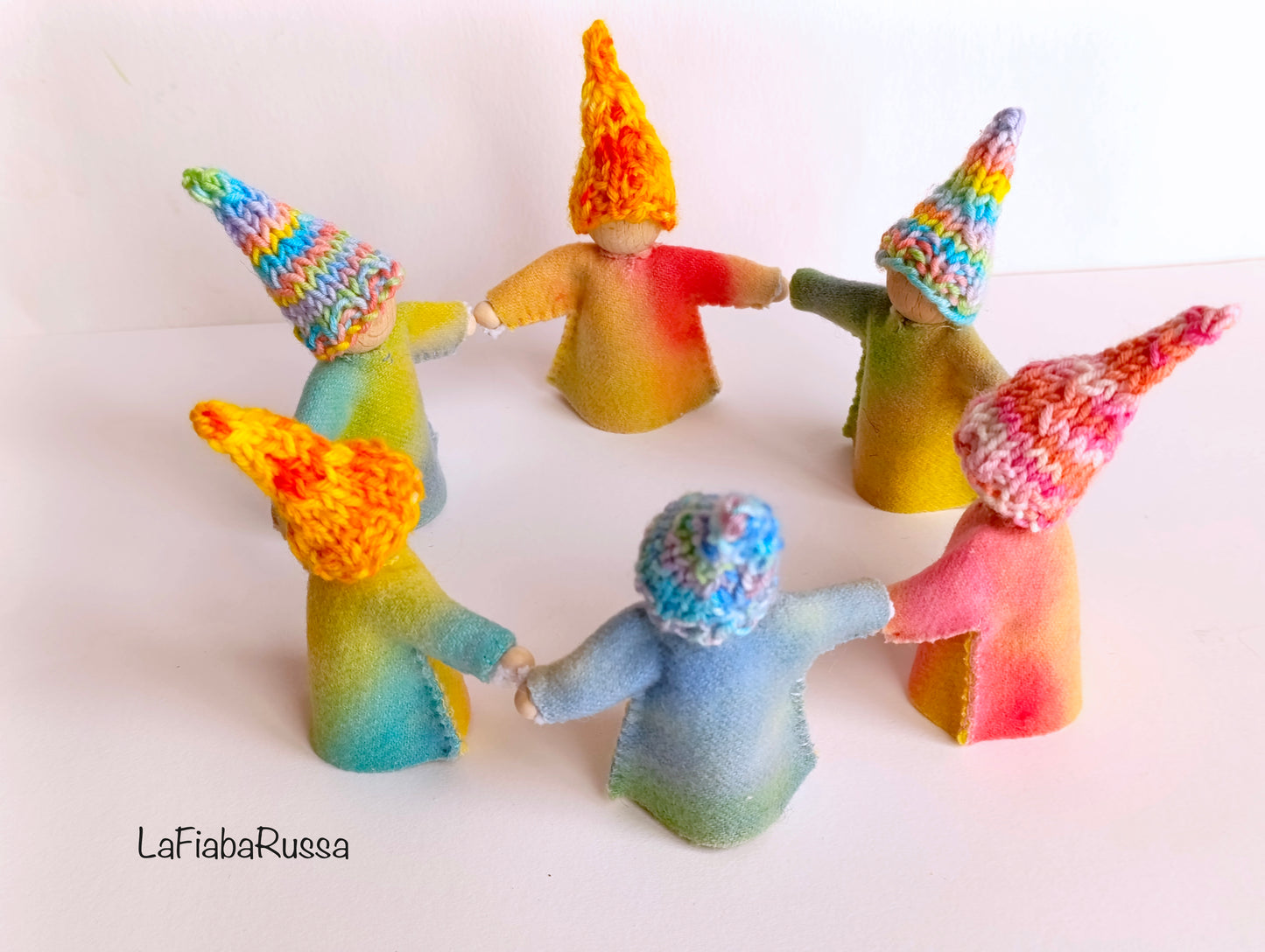Rainbow gnome knitted hat