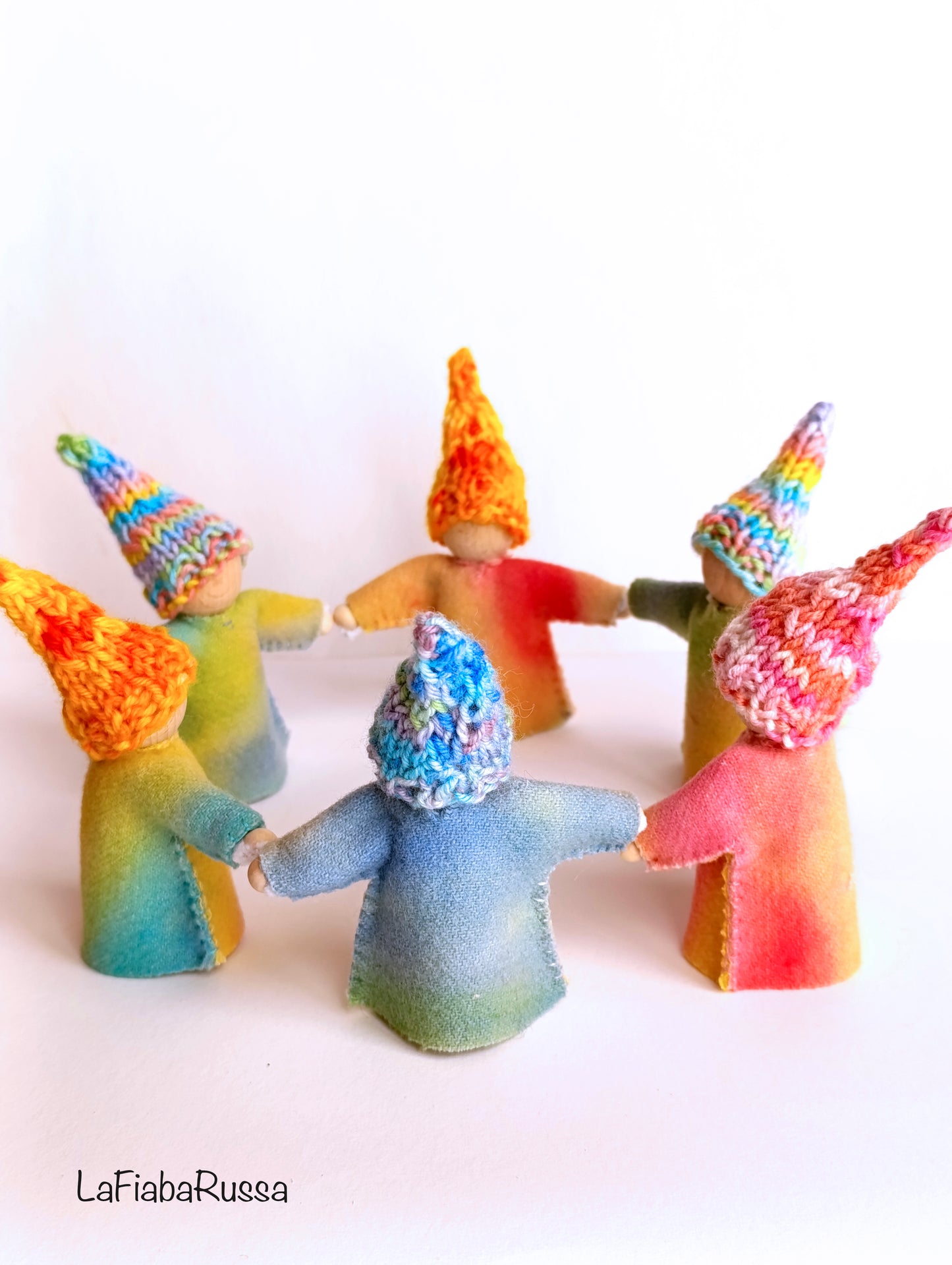 Rainbow gnome knitted hat