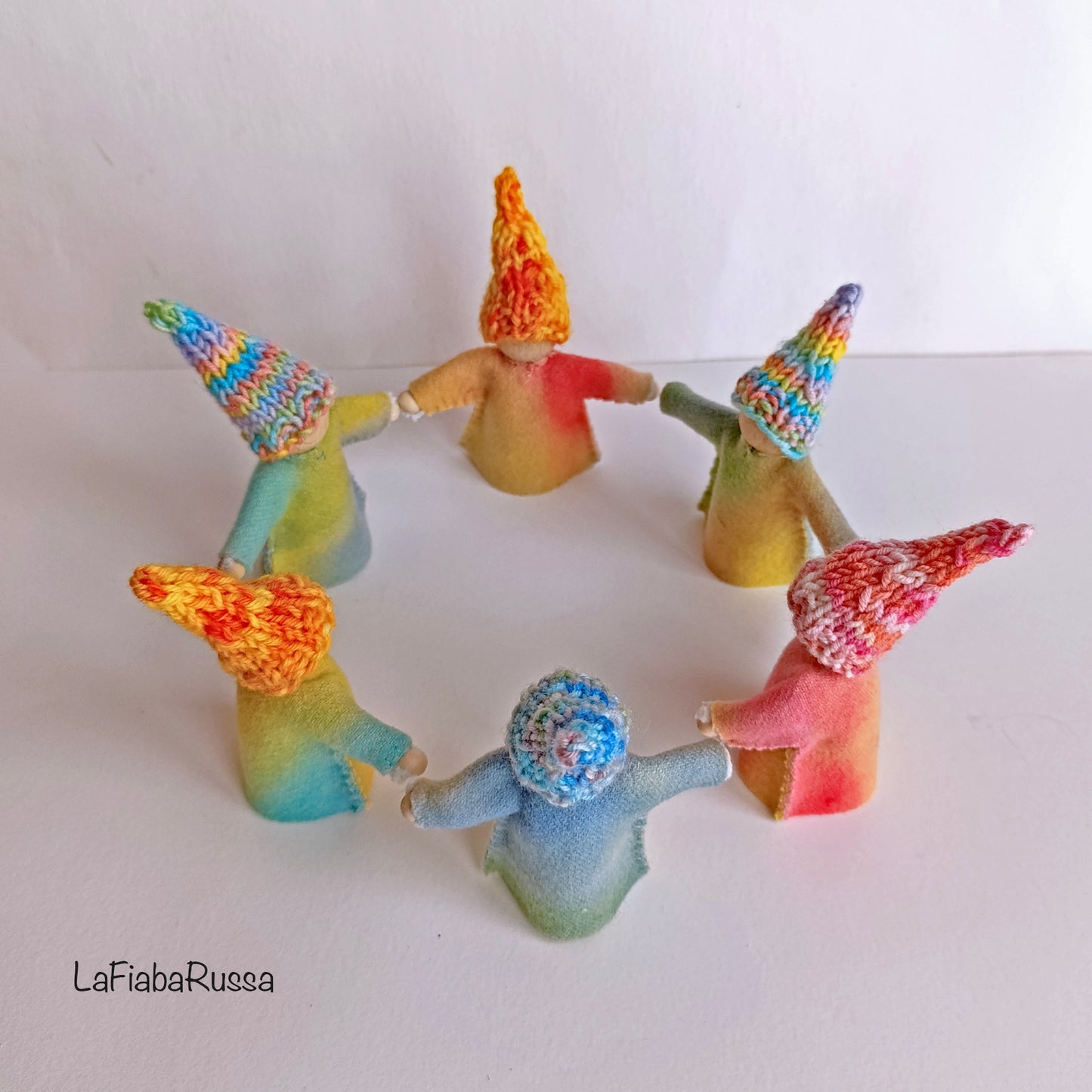 Rainbow gnome knitted hat