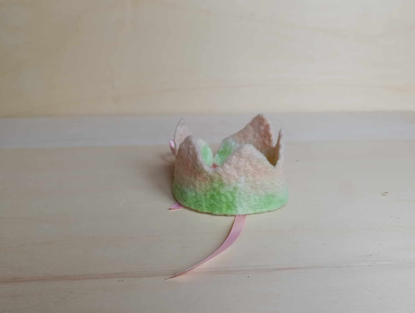 Felted crown Waldorf rainbow birthday crown pastel shades
