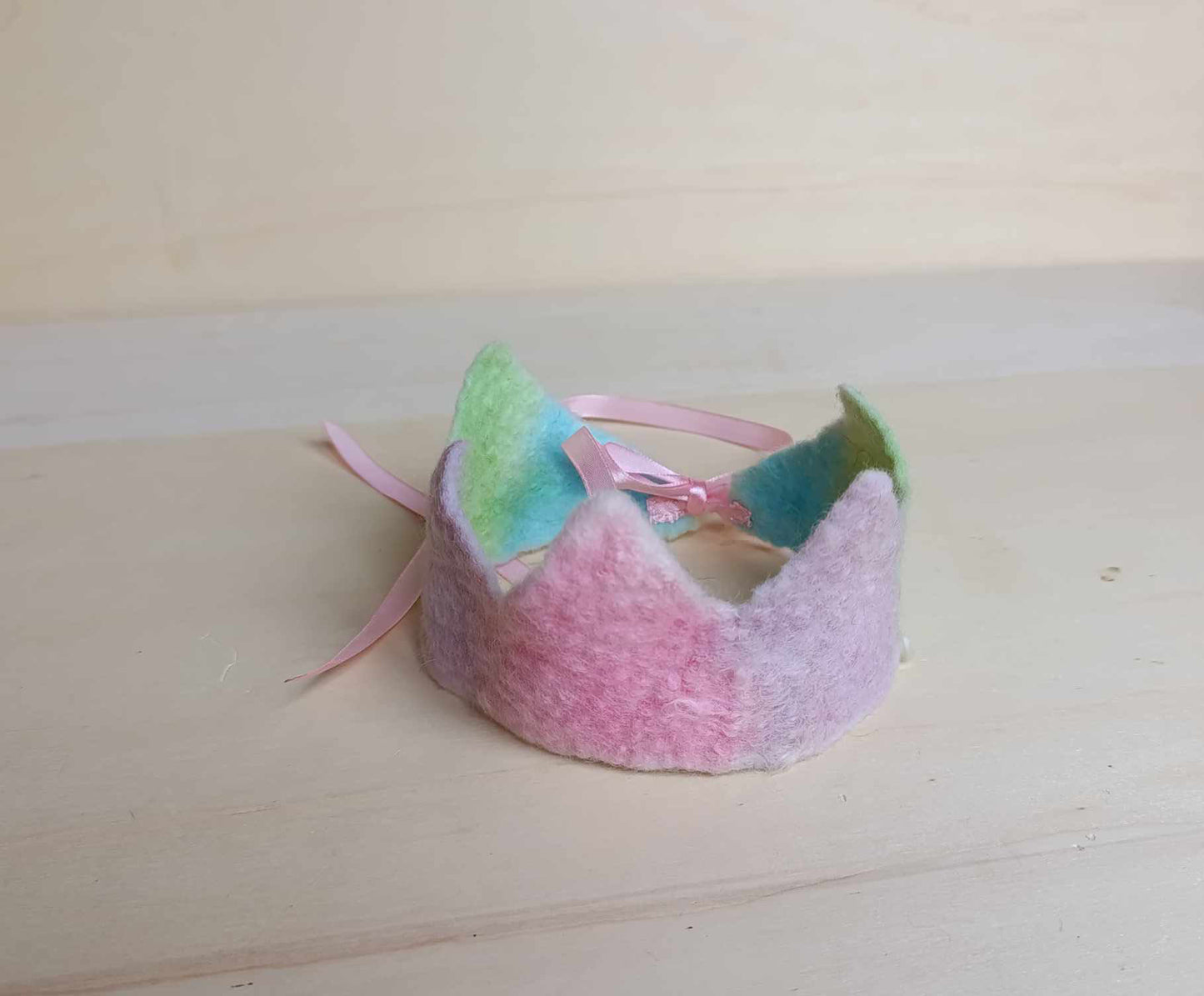 Felted crown Waldorf rainbow birthday crown pastel shades