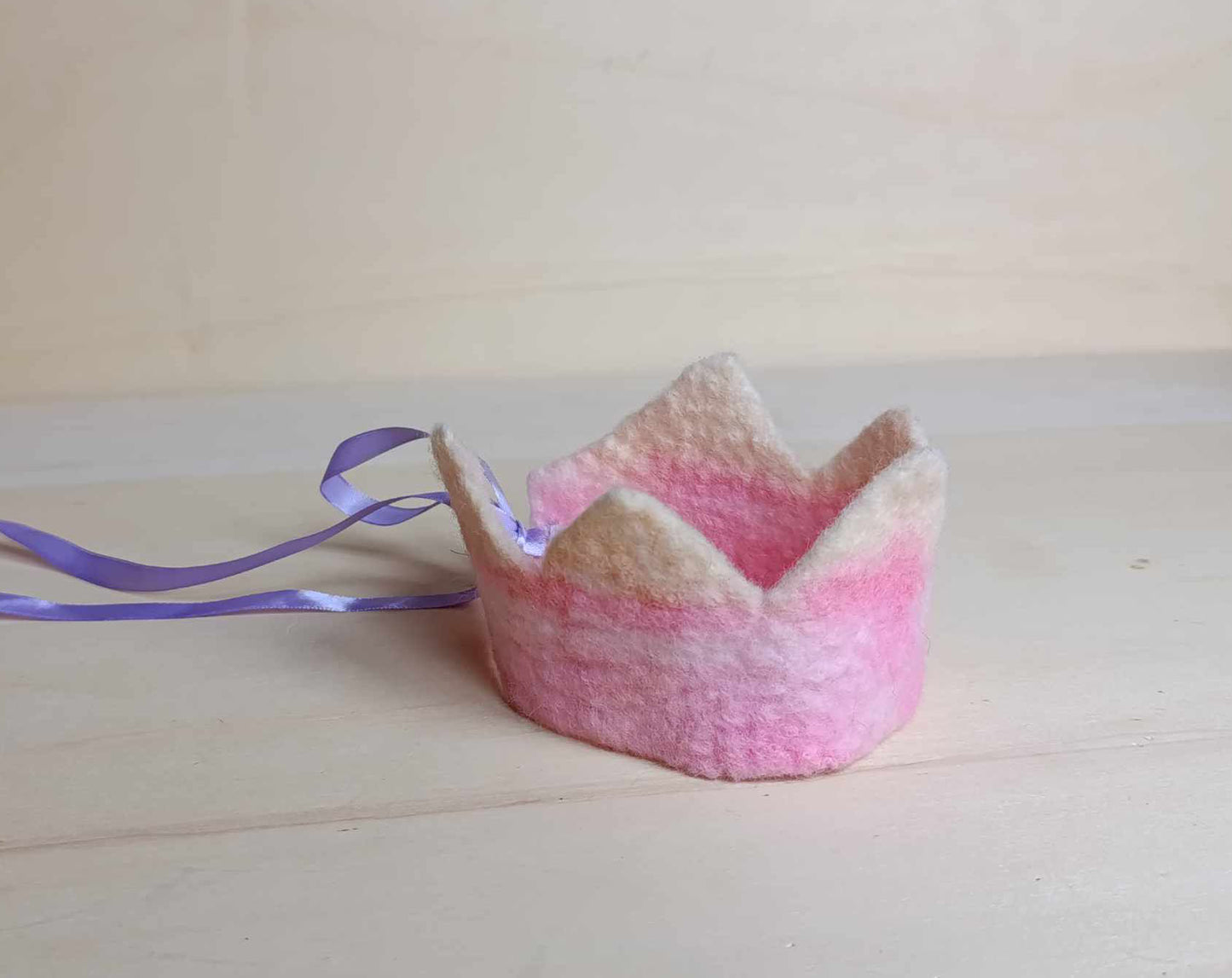 Felted crown Waldorf rainbow birthday crown pastel shades
