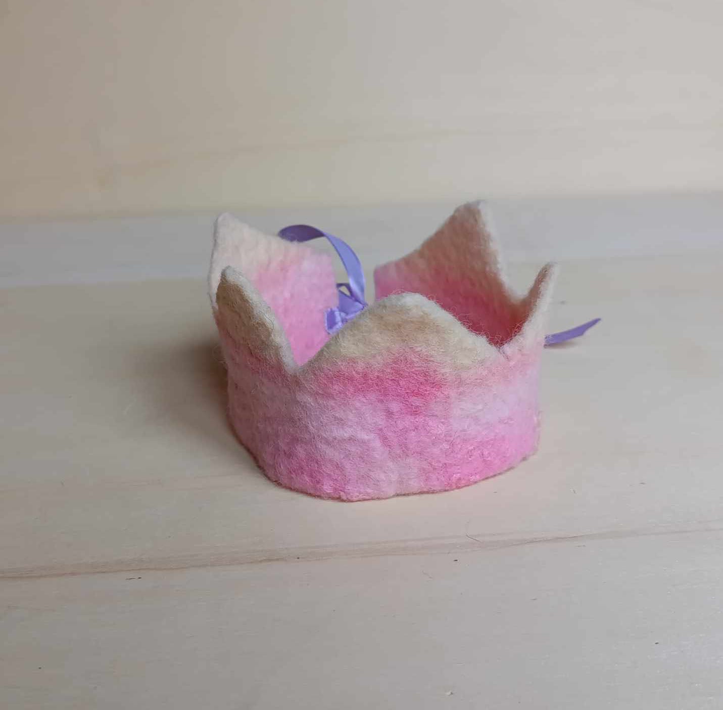 Felted crown Waldorf rainbow birthday crown pastel shades