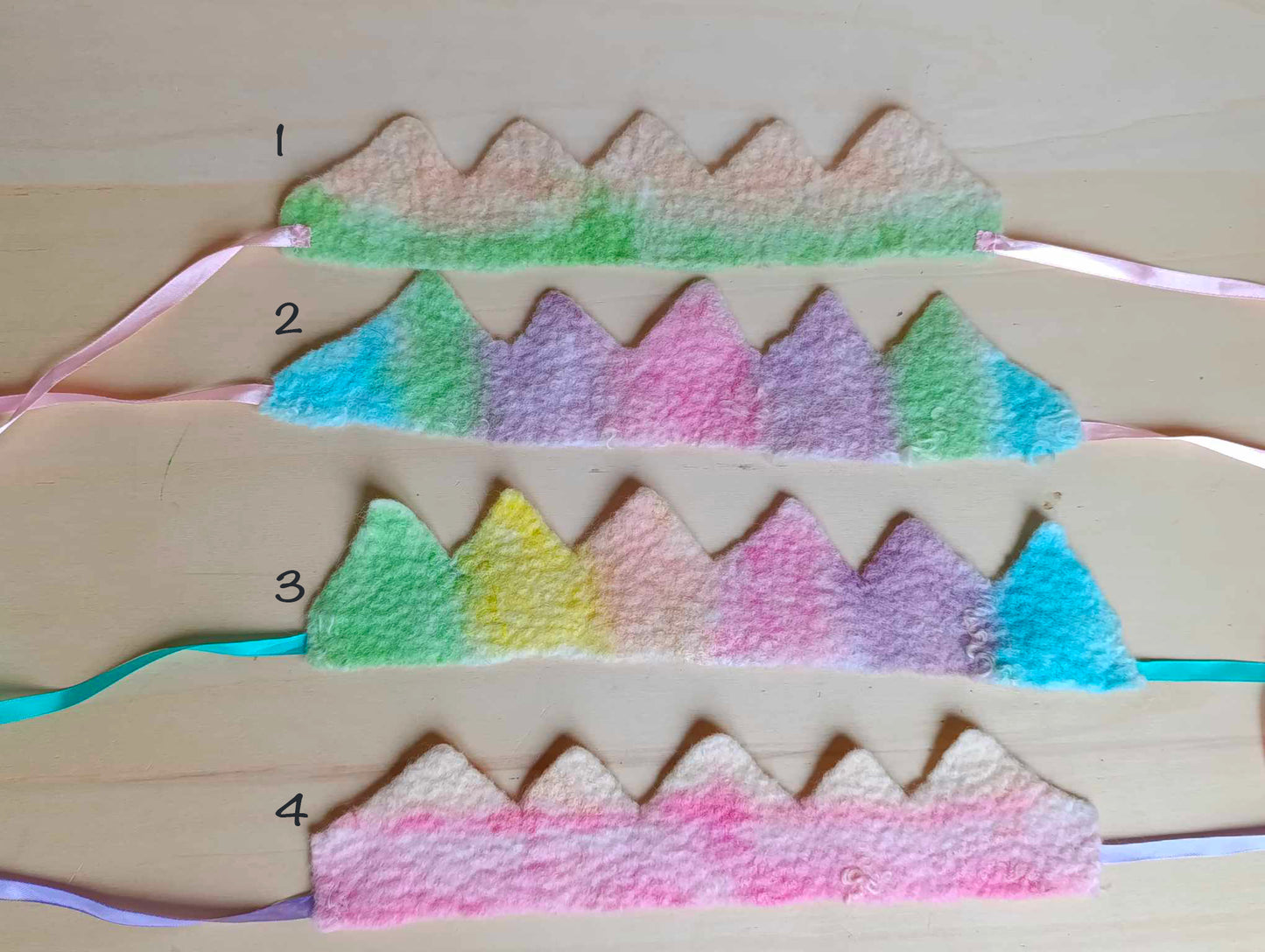 Felted crown Waldorf rainbow birthday crown pastel shades