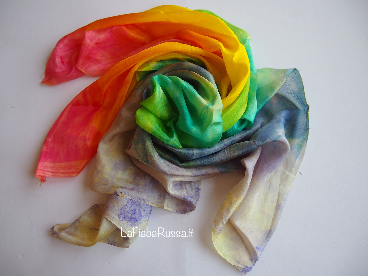 Play silk , Hand dyed rainbow colors