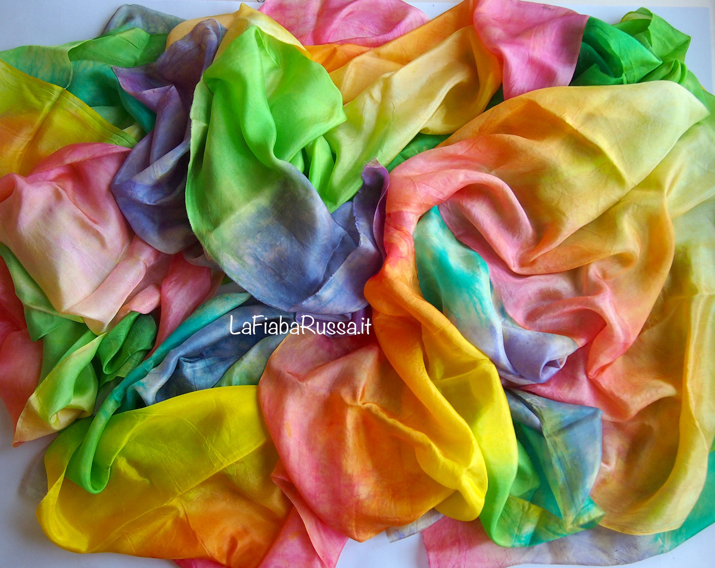 Play silk , Hand dyed rainbow colors