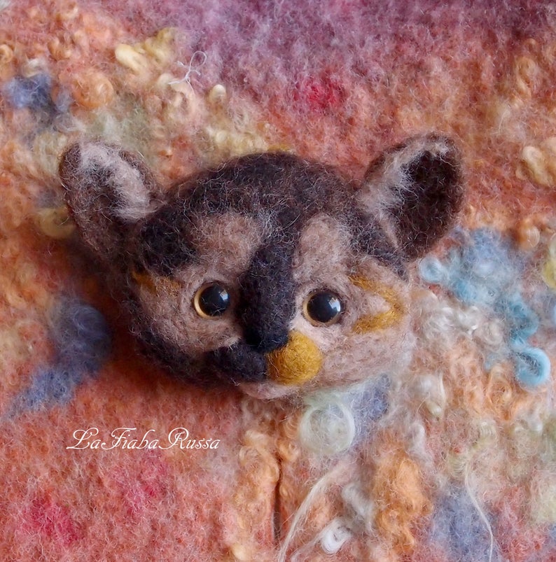 Aiguille feutrée British shorthair laine animal personnalisé cadeau chat broche ou aimant