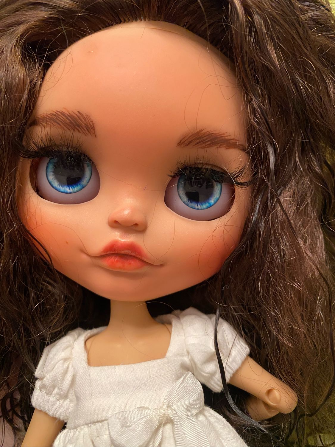 Cuir chevelu pour cheveux bouclés blythe prêt à installer base complète en résine et dôme en plastique cheveux longs bouclés