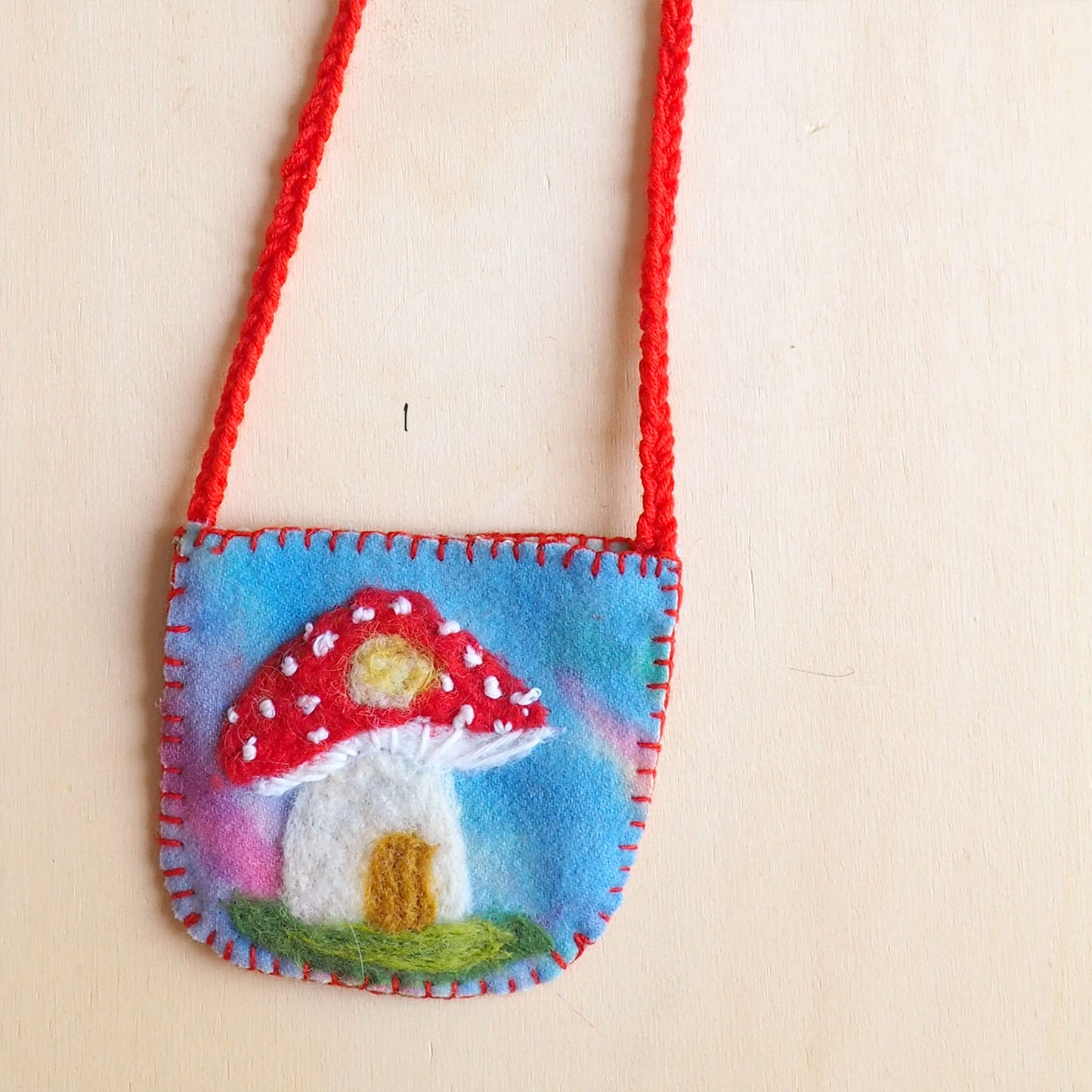 Felted Wool pocket necklace gnome home