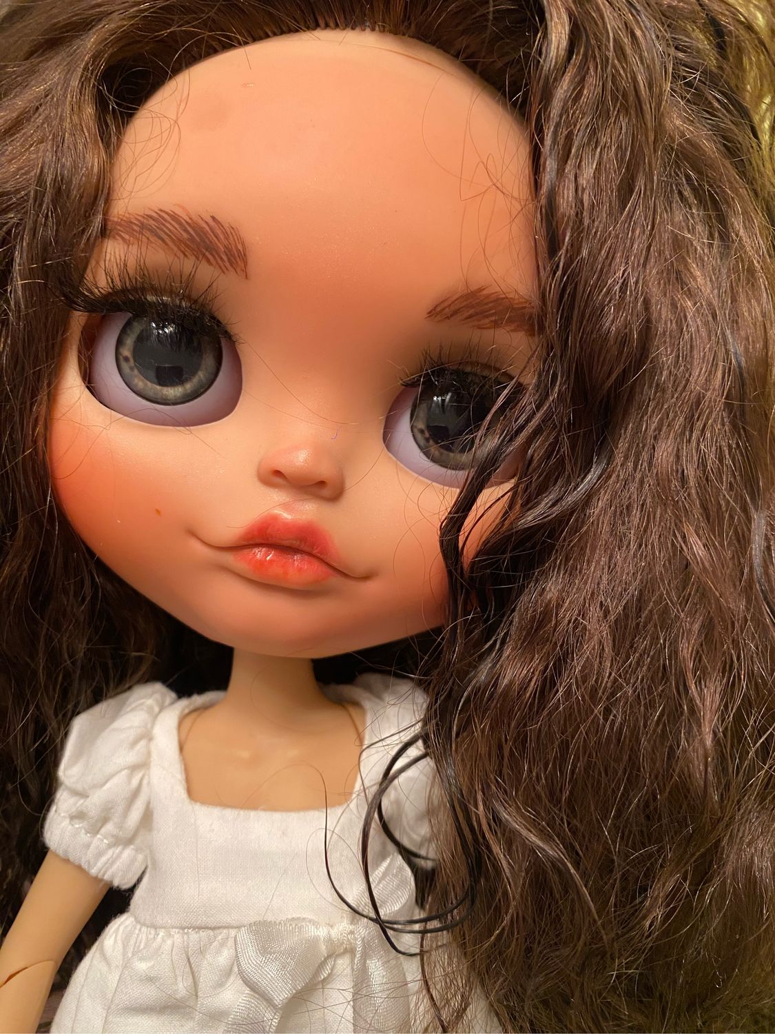 Cuir chevelu pour cheveux bouclés blythe prêt à installer base complète en résine et dôme en plastique cheveux longs bouclés