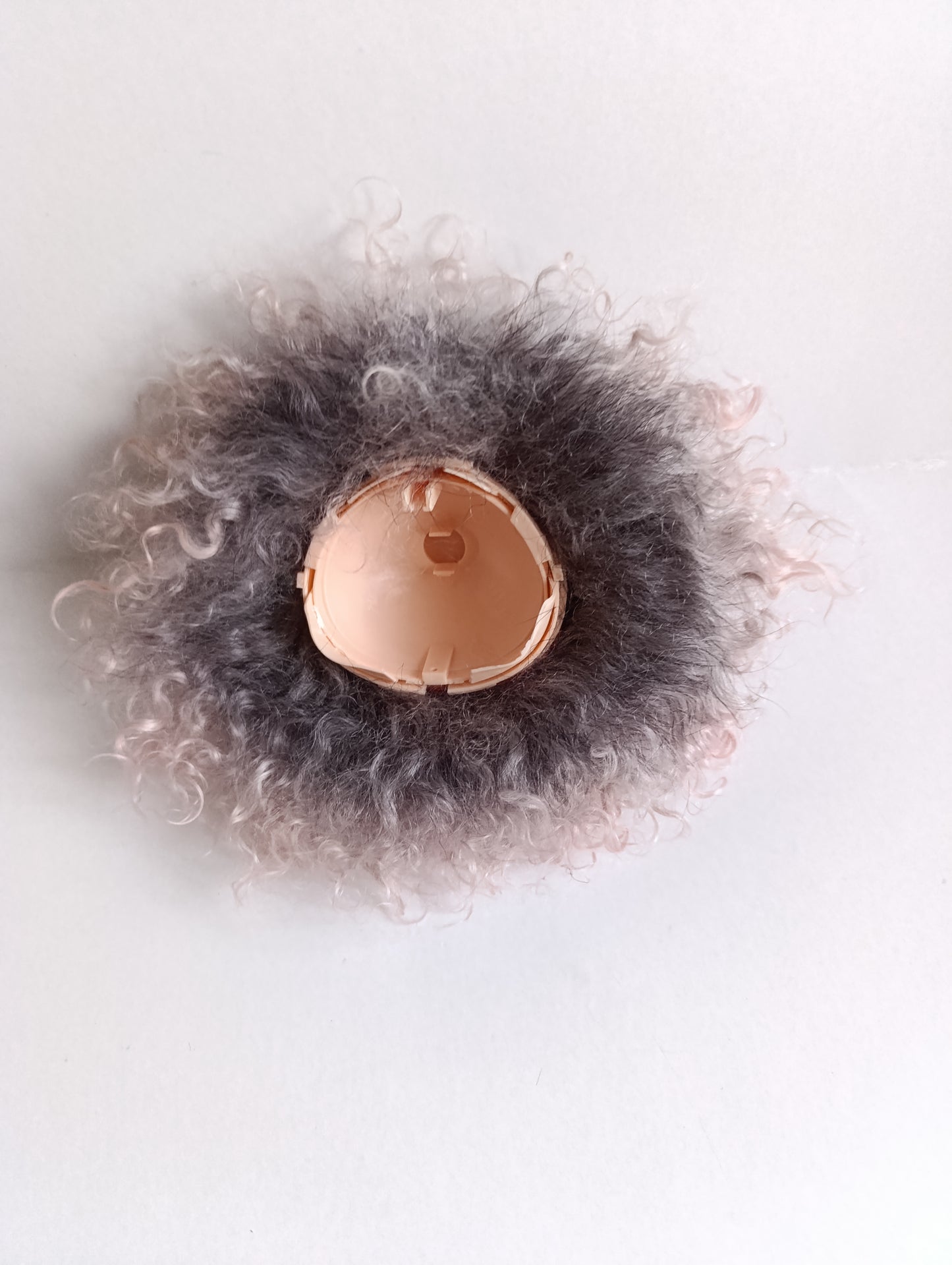 Qbaby Blythe pullip pink gray doll Angora Mohair Natural curly complete scalp
