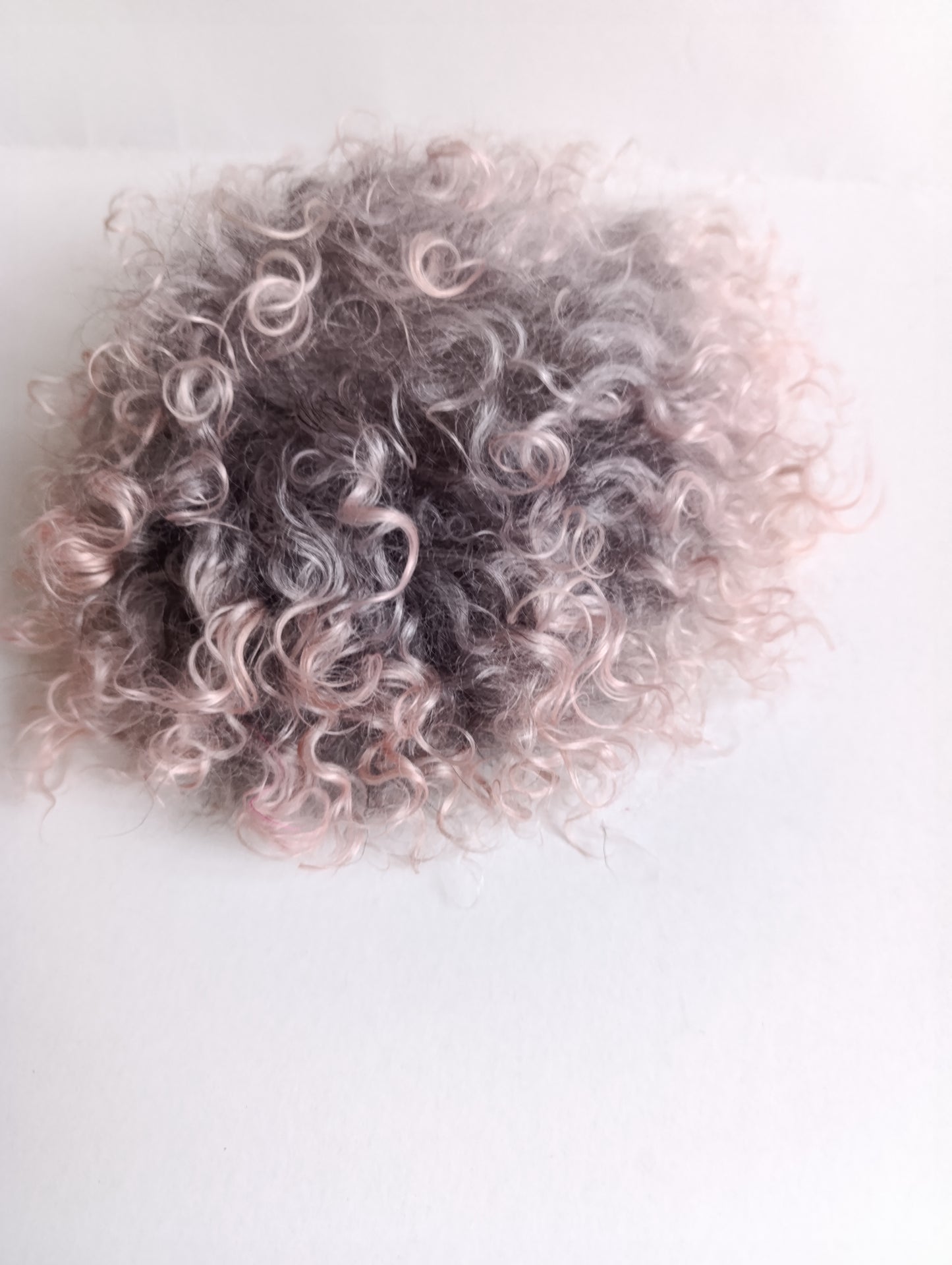 Qbaby Blythe pullip pink gray doll Angora Mohair Natural curly complete scalp