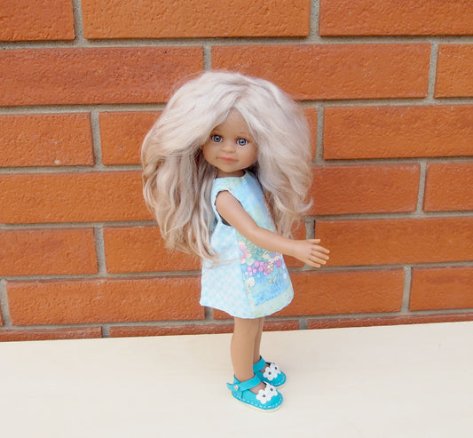 Paola reina Doll Wig from Angora Mohair blonde hair.