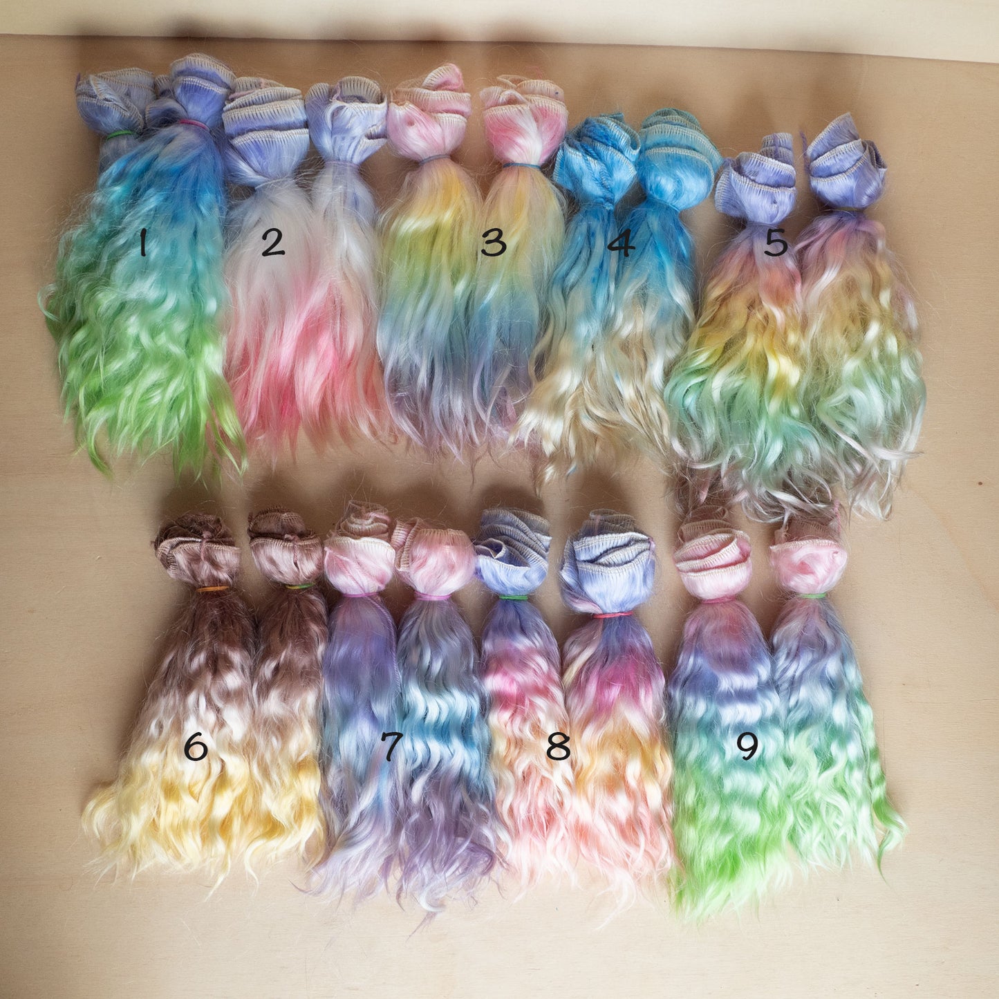 Trama di angora Mohair Doll Capelli tonalità colorate ciocche lunghe, trama di premium mohair 2 metri