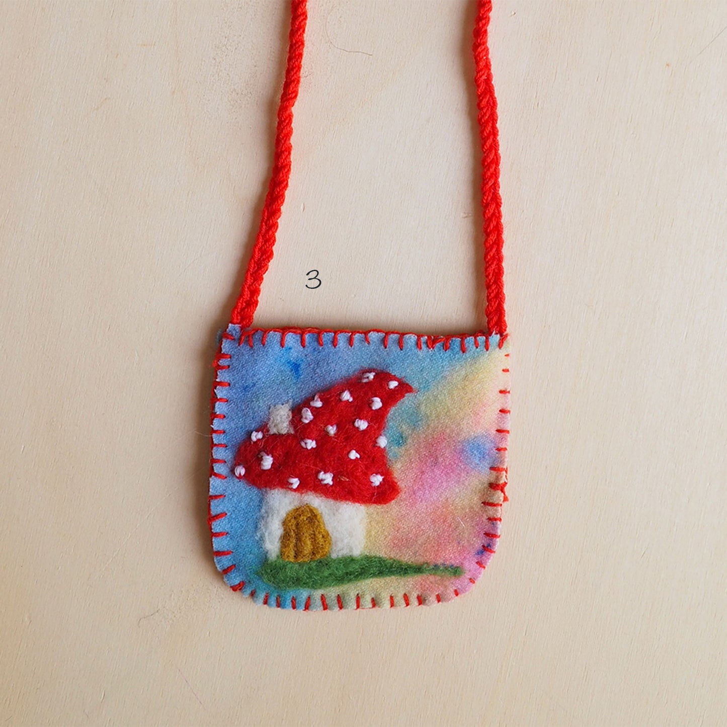 Felted Wool pocket necklace gnome home