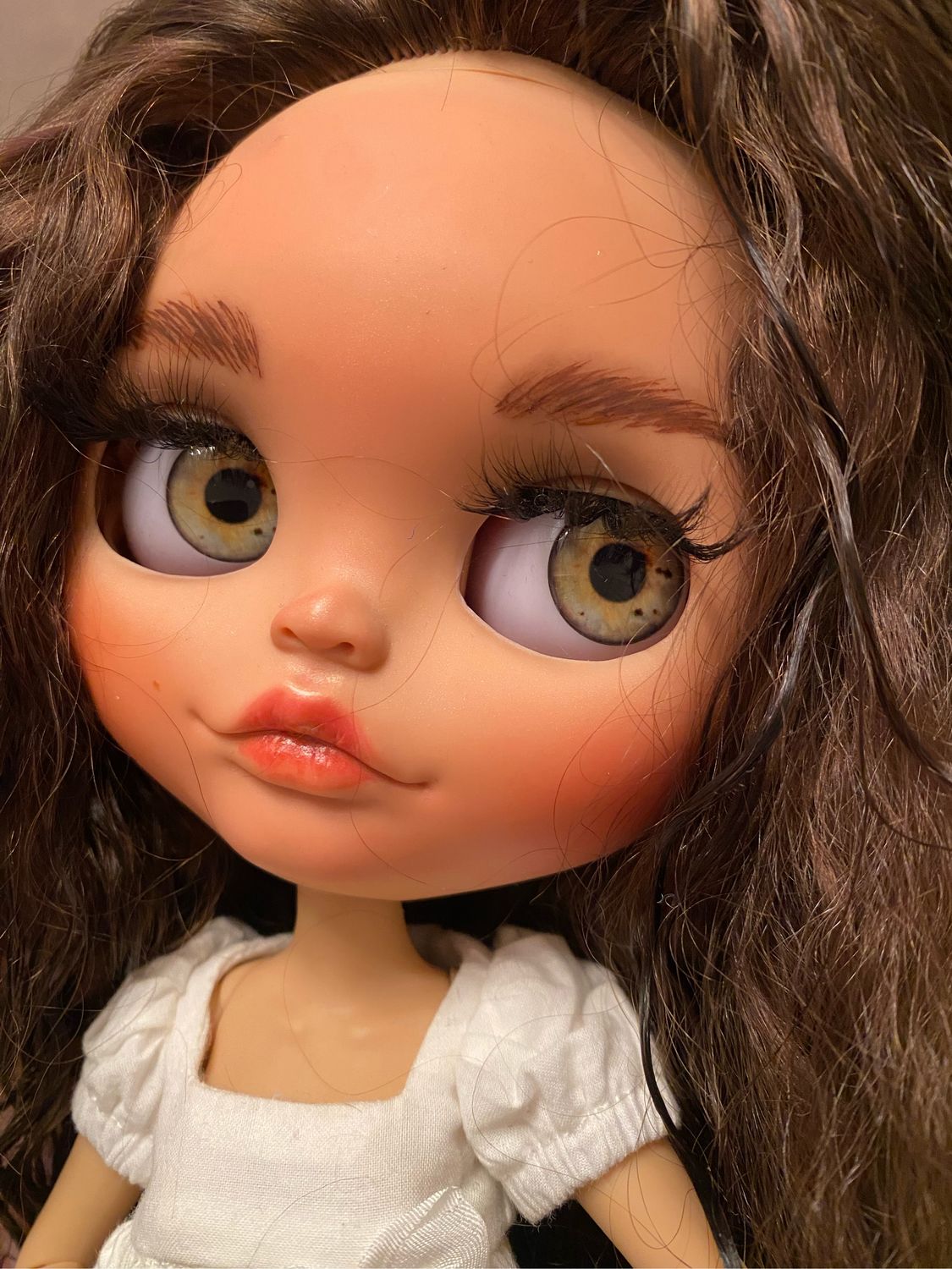 Cuir chevelu pour cheveux bouclés blythe prêt à installer base complète en résine et dôme en plastique cheveux longs bouclés