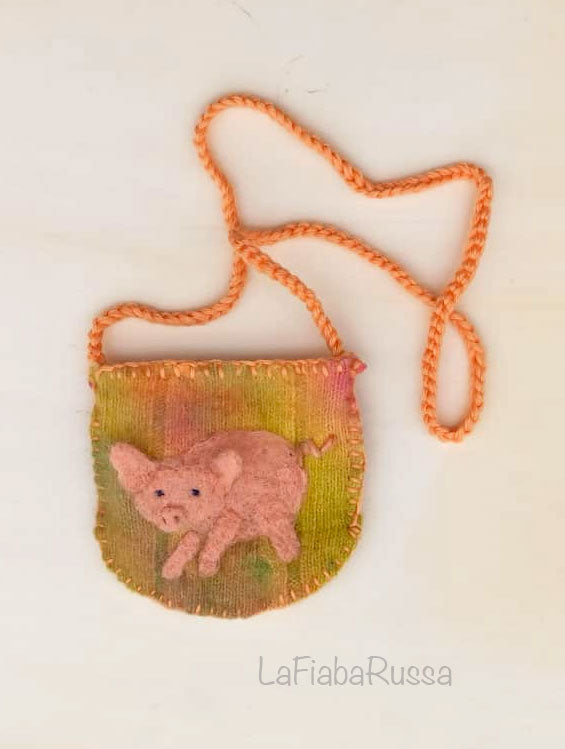 Felted Wool pocket pouch necklace hand felted little bag waldorf gift